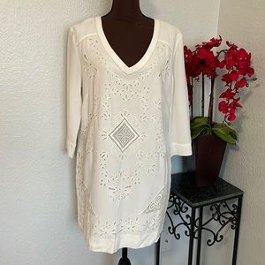 🎉 NWT French Connection Camber Sands White Long Sleeve V Neck Dress 12